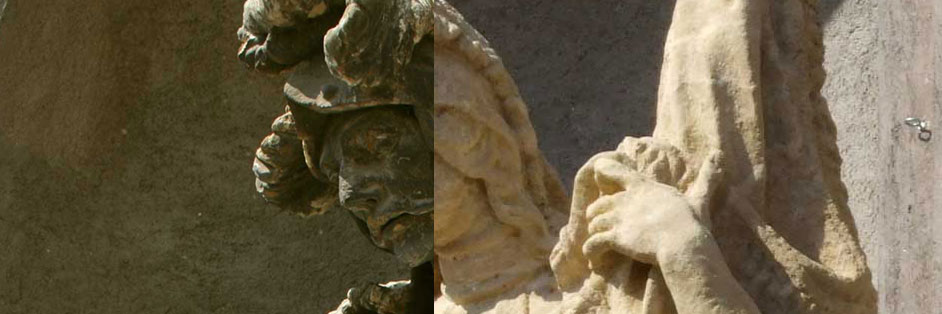 NESKOROBAROKOVÉ SOCHY SV. PETER A SV. FLORIÁN Komárno, rím. kat. kostol Sv. Ondreja