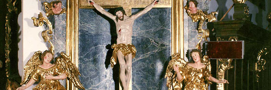 NESKOROBAROKOVÝ Oltár sv. Kríža, Spišské Vlachy, rím. kat. kostol Sv. Jána Krstiteľa